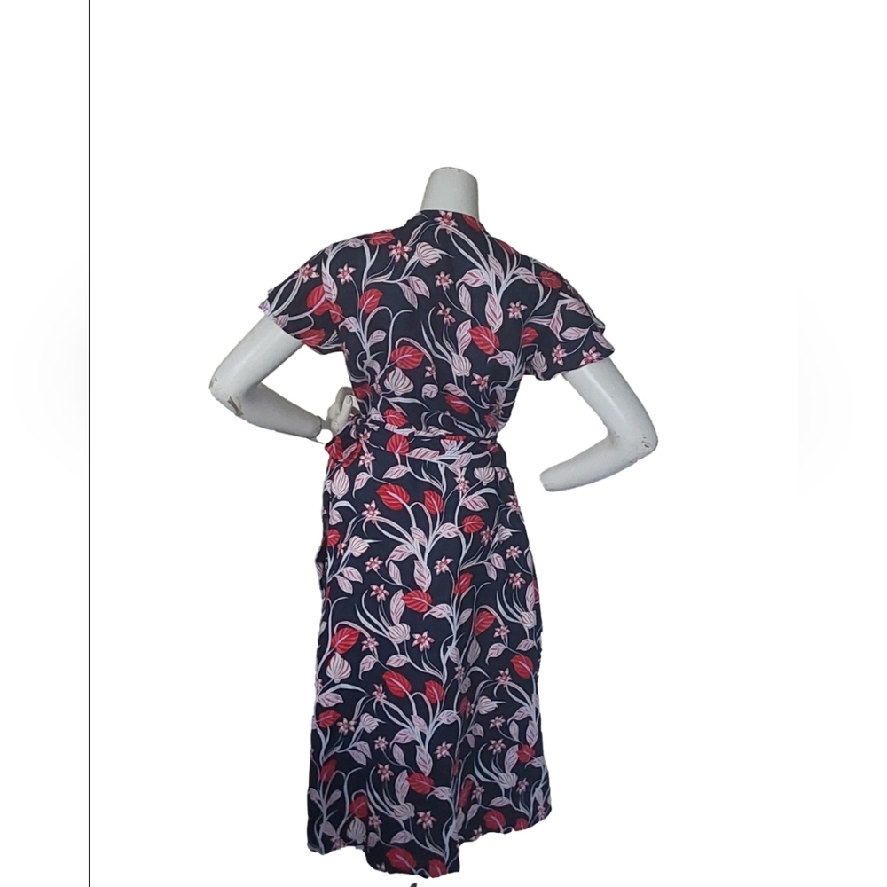 DRAPER JAMES MULTICOLORED LINEN WRAP DRESS SIZE 12 - Picture 3 of 6